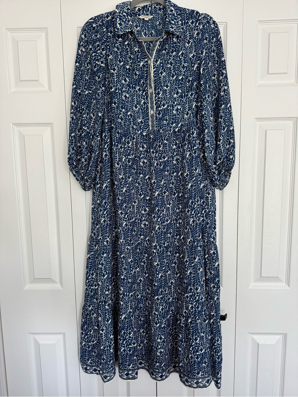 Max Studio London Women's Blue Printed Button-Front Midi Dress